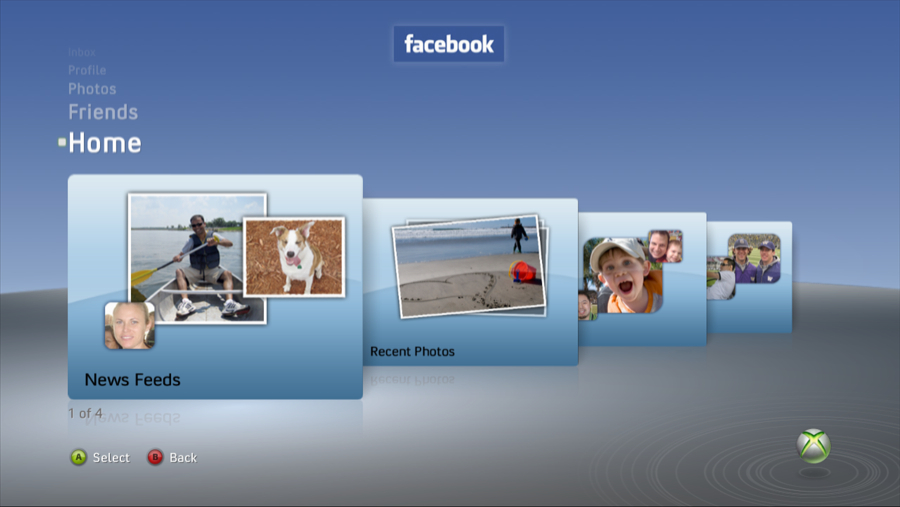Xbox 360 Facebook Home screen