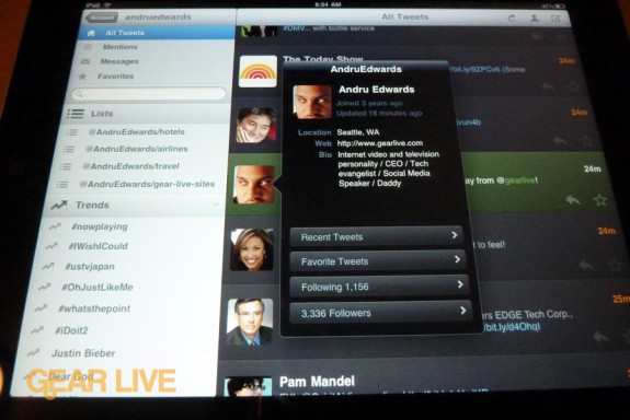 iPad apps: Twitterific overlay