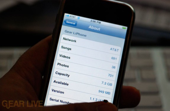iPhone 1.1.3 Firmware: About Screen