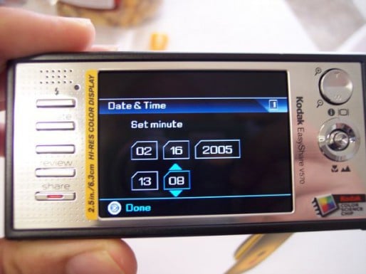 Kodak V570 Date Setup Screen